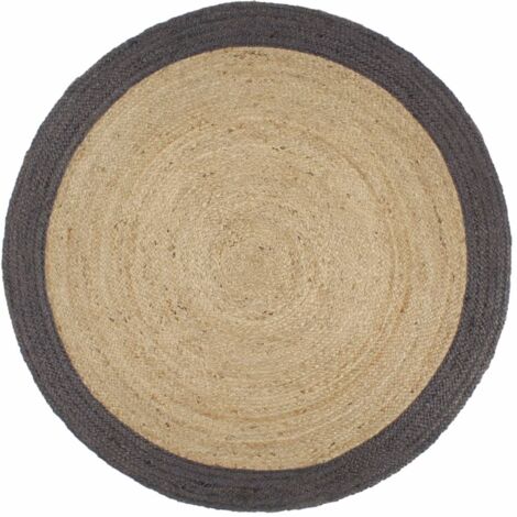 Alfombra hecha a mano de yute con borde gris oscuro 240 cm vidaXL