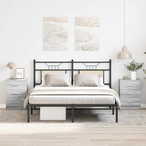 Mesitas de noche 2 uds madera gris Sonoma 38x35x56 cm vidaXL