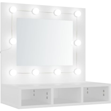 Mueble con espejo y luces LED blanco 60x31,5x62 cm vidaXL