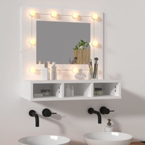 Mueble con espejo y luces LED blanco 60x31,5x62 cm vidaXL