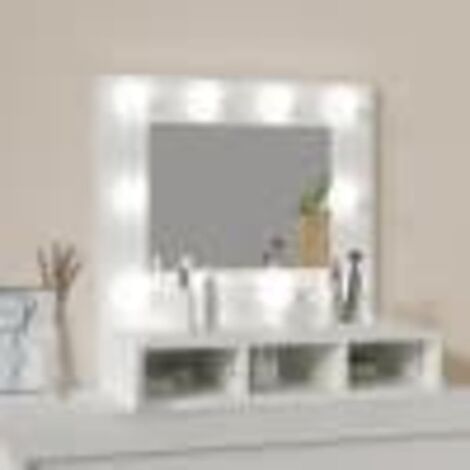 Mueble con espejo y luces LED blanco 60x31,5x62 cm vidaXL