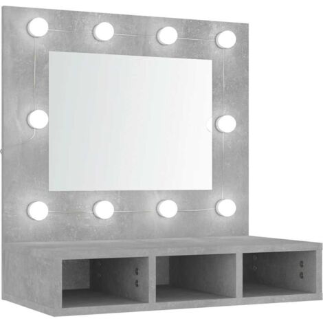 Mueble con espejo y luces LED gris hormigón 60x31,5x62 cm vidaXL