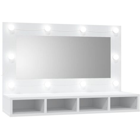 Mueble con espejo y luces LED blanco 90x31,5x62 cm vidaXL