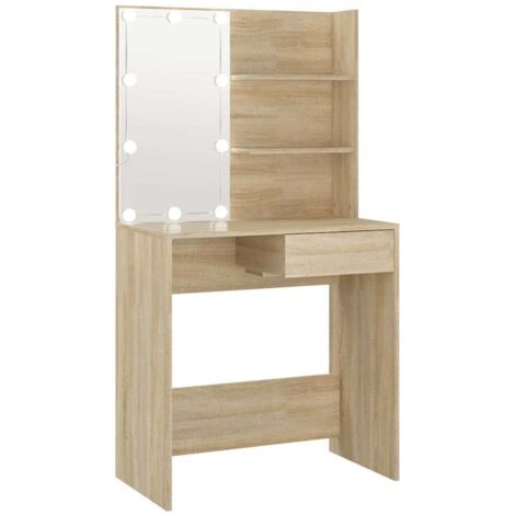 Tocador con LED Sonoma Oak 74,5x40x141 cm Madera de ingeniería vidaXL