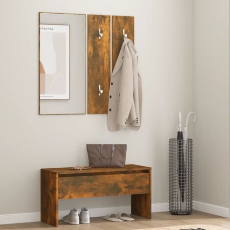 Set de muebles de recibidor madera contrachapada roble ahumado vidaXL