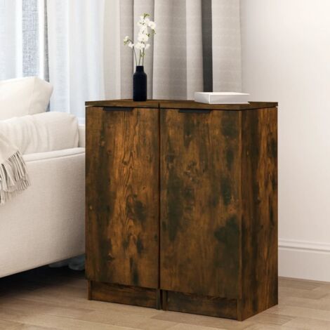 Aparadores 2 uds madera contrachapada roble ahumado 30x30x70 cm vidaXL