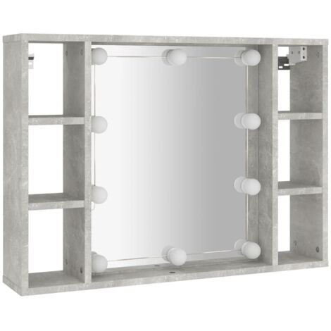 Mueble con espejo y luces LED gris hormigón 76x15x55 cm vidaXL