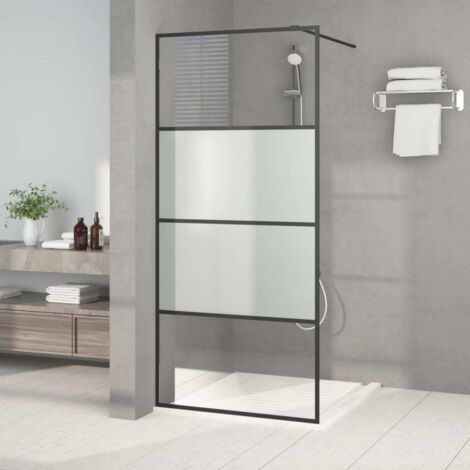 Mampara de ducha vidrio ESG semiesmerilado negro 90x195 cm vidaXL