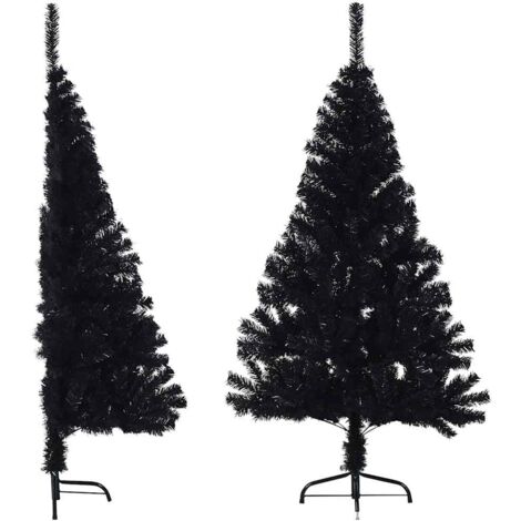 Medio árbol de Navidad artificial con soporte PVC negro 150 cm vidaXL