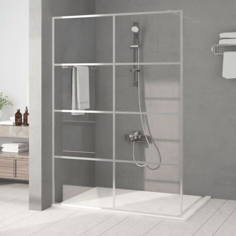 Mampara de ducha vidrio ESG transparente plateado 140x195 cm vidaXL