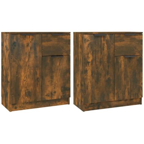 Aparadores 2 uds madera contrachapada roble ahumado 60x30x70 cm vidaXL