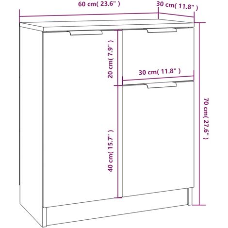 Aparadores 2 uds madera contrachapada roble ahumado 60x30x70 cm vidaXL