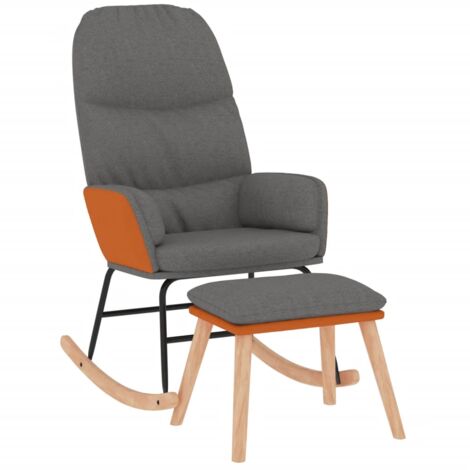Silla mecedora con reposapiés tela gris claro vidaXL
