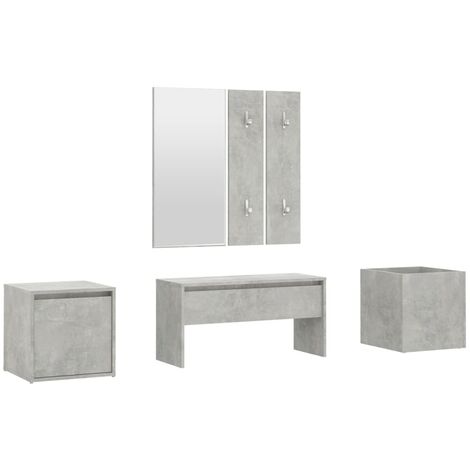 Juego de muebles recibidor madera contrachapada gris hormigón vidaXL