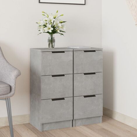 Aparador 2 uds madera contrachapada gris hormigón 30x30x70 cm vidaXL