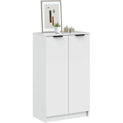 Mueble zapatero madera contrachapada blanco brillo 59x35x100,5 cm vidaXL