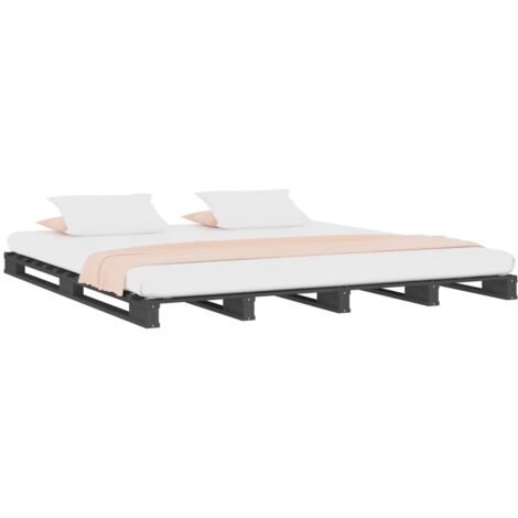 Estructura De Cama Madera Maciza De Pino Negra 100x200 Cm | Leroy Merlin