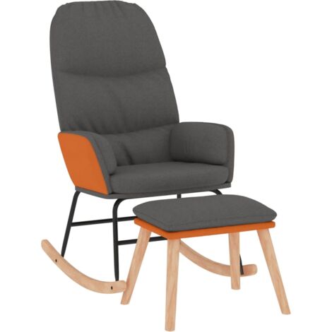 Silla mecedora con reposapiés tela gris oscuro vidaXL