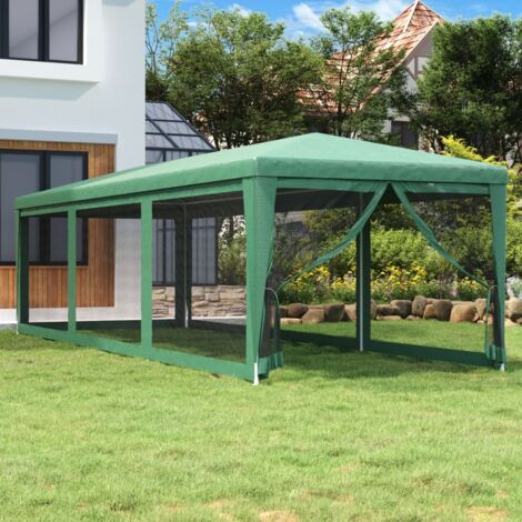 Carpa para fiestas con 8 paredes de malla HDPE verde 3x9 m vidaXL