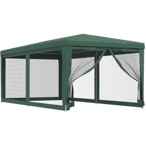 Carpa para fiestas con 6 paredes de malla HDPE verde 3x6 m vidaXL