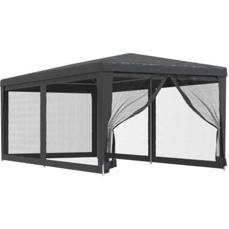 Carpa para fiestas 6 paredes de malla HDPE gris antracita 3x6 m vidaXL