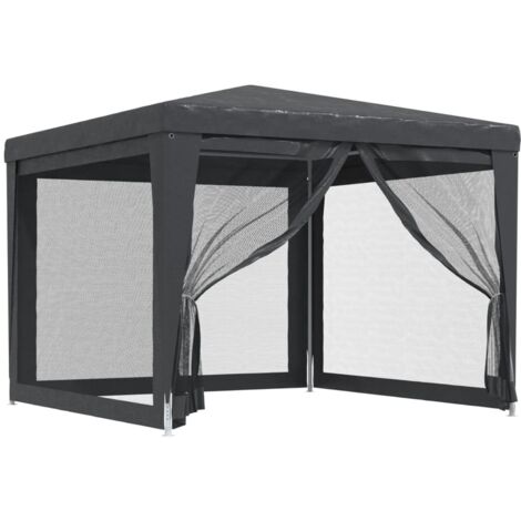 Carpa para fiestas 4 paredes de malla HDPE gris antracita 3x3 m vidaXL