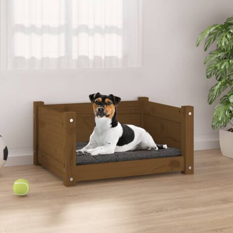 Cama para perros madera maciza pino marrón miel 55,5x45,5x28 cm vidaXL