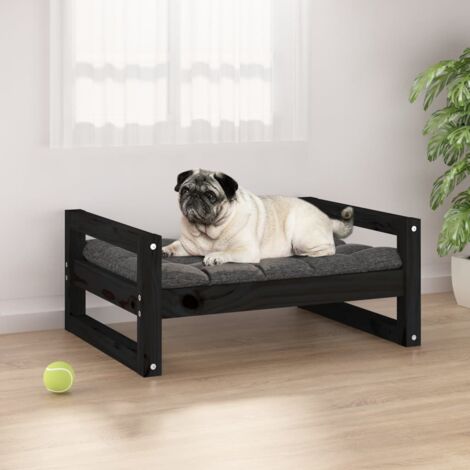 Cama para perros madera maciza de pino negro 65,5x50,5x28 cm vidaXL