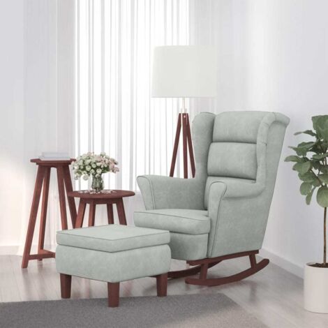 Mecedora con respaldo alto de terciopelo y madera maciza vidaXL