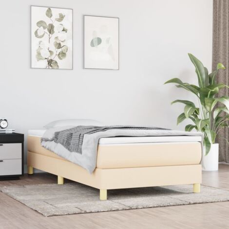 Estructura de cama con somier tela crema 90x190 cm vidaXL