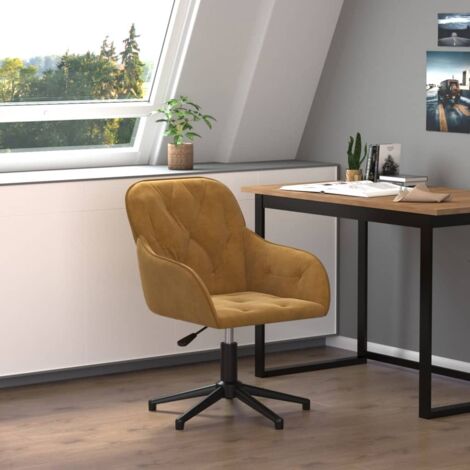 Silla de oficina giratoria de terciopelo marrón vidaXL