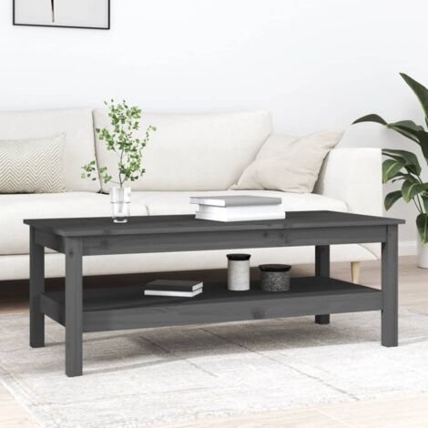Mesa de centro de madera maciza de pino gris 110x50x40 cm vidaXL