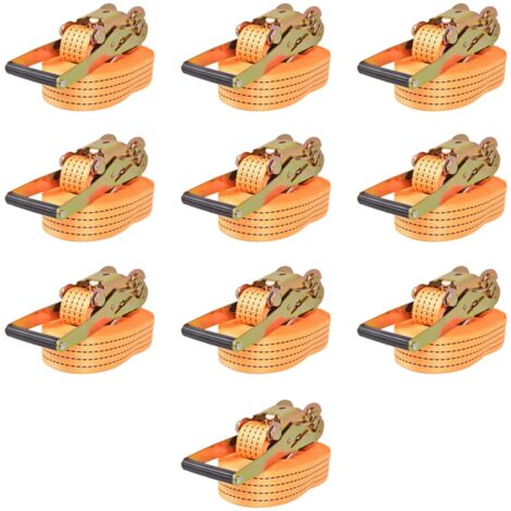 Correas de sujeción de trinquete 10 uds 2 T 8mx50mm naranja vidaXL