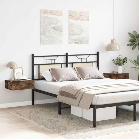 Mesita de noche flotante 2 uds madera roble ahumado 40x30x15cm vidaXL
