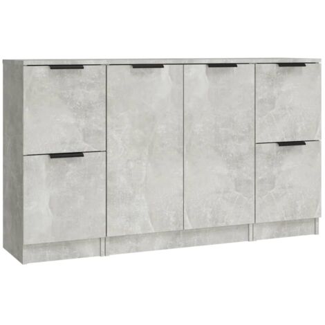 Aparadores 3 piezas madera contrachapada gris cemento vidaXL