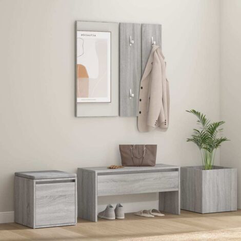 Set de muebles de recibidor madera contrachapada gris Sonoma vidaXL