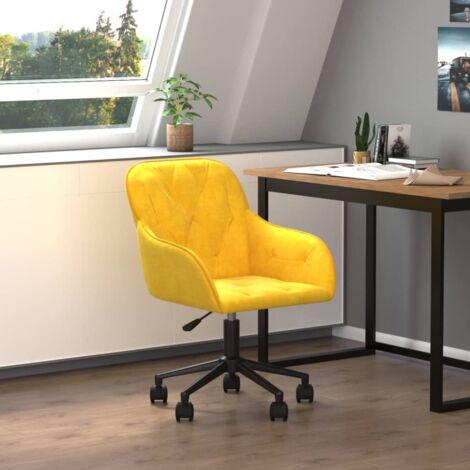 Silla de oficina giratoria de terciopelo amarillo vidaXL (1/5)