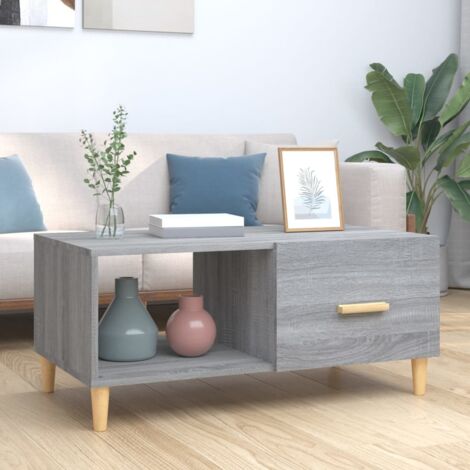 Mesa de centro madera de ingeniería gris Sonoma 89,5x50x40 cm vidaXL (1/5)