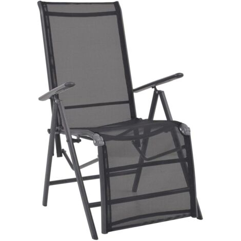Tumbona reclinable de aluminio y textilene negro vidaXL (1/5)