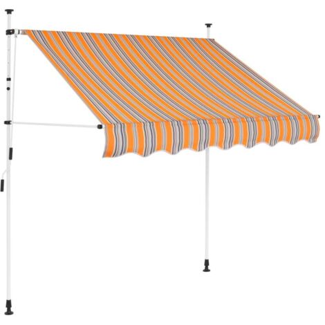 Toldo manual retráctil 150 cm amarillo y azul rayas vidaXL