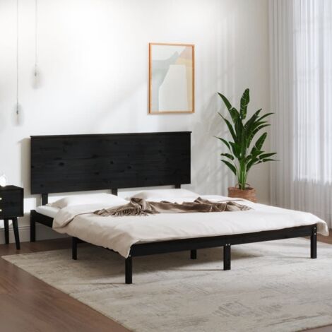Estructura de cama de madera maciza de pino negro 200x200 cm vidaXL (1/5)