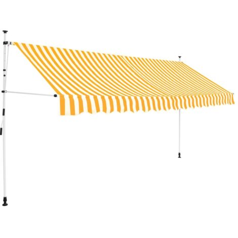 Toldo manual retráctil 350 cm naranja y blanco a rayas vidaXL