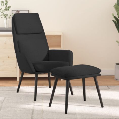 Sillón de relax con reposapiés tela negro vidaXL