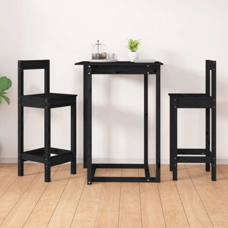 Taburetes altos 2 uds madera maciza pino negro 40x41,5x112 cm vidaXL