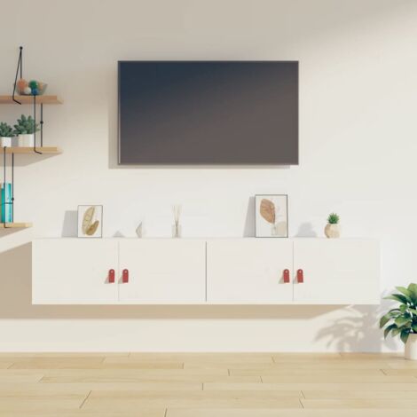 Armarios de pared 2 uds madera maciza pino blanco 80x30x30 cm vidaXL