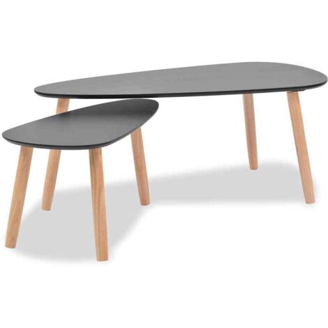 Set de mesas de centro 2 unidades madera maciza de pino negro vidaXL