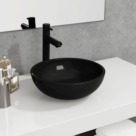 Lavabo de vidrio templado negro 35x12 cm vidaXL