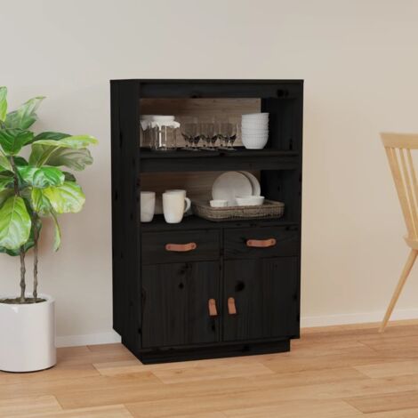 Aparador de madera maciza de pino negro 67x40x108,5 cm vidaXL