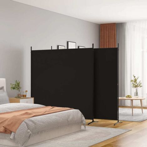 Biombo divisor de 3 paneles de tela negro 525x180 cm vidaXL