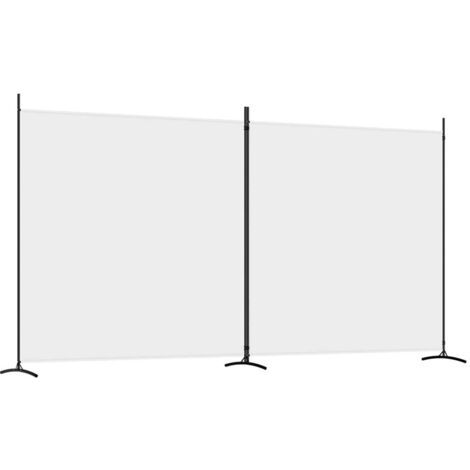 Biombo divisor de 2 paneles de tela blanco 348x180 cm vidaXL